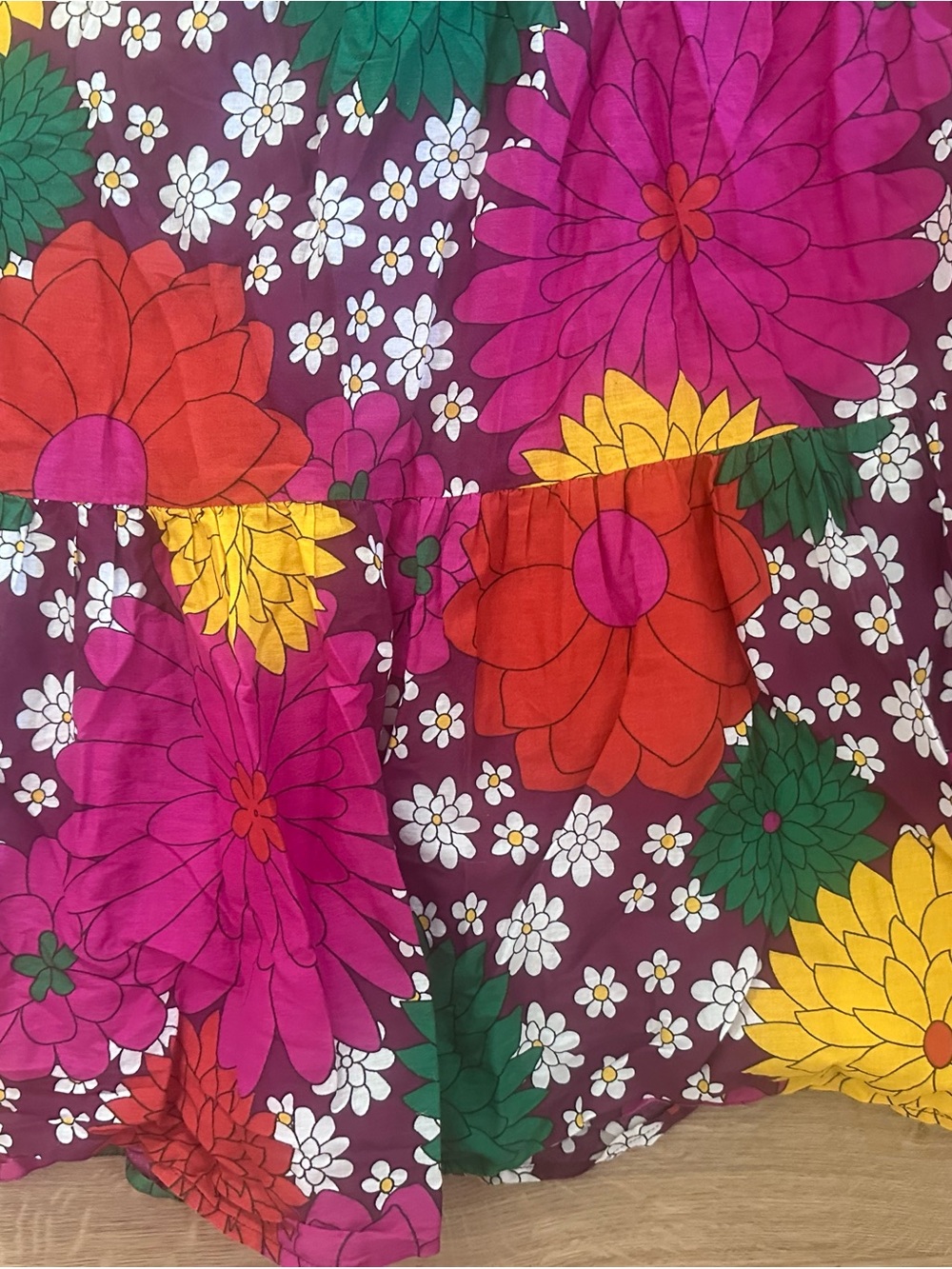 Dodo Bar Or Magenta Floral Tiered Maxi Skirt with Yellow & Green Accents - Picture 3 of 6